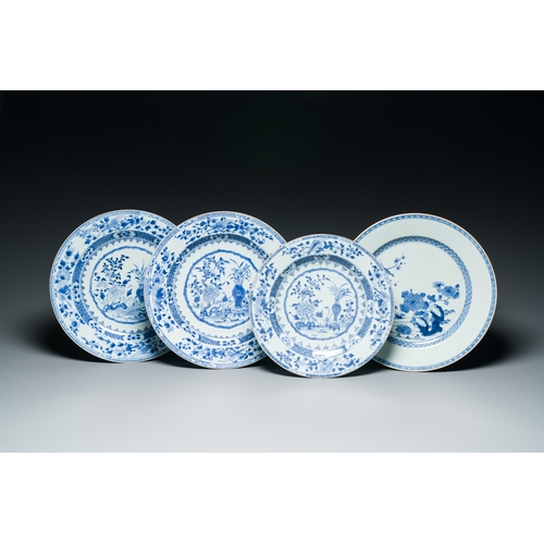 267 - Four Chinese blue and white dishes, Yongzheng/QianlongDescription:Dia.: 35 cm - H.: 4,5 cm (the larg... 