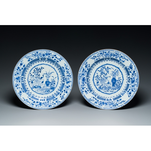 267 - Four Chinese blue and white dishes, Yongzheng/QianlongDescription:Dia.: 35 cm - H.: 4,5 cm (the larg... 