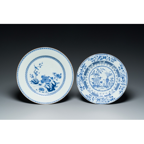 267 - Four Chinese blue and white dishes, Yongzheng/QianlongDescription:Dia.: 35 cm - H.: 4,5 cm (the larg... 