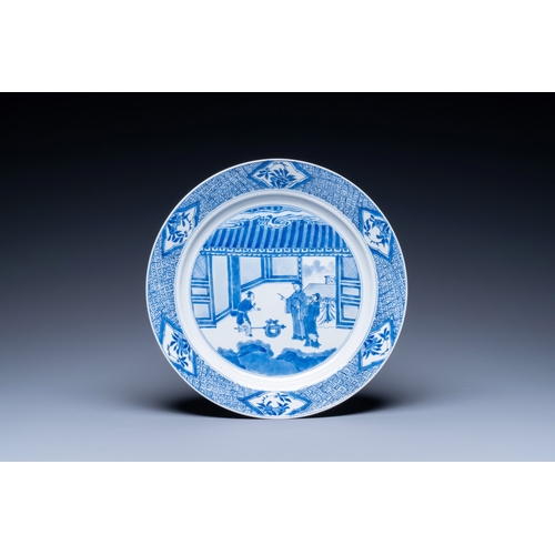 278 - A Chinese blue and white 'Xi Xiang Ji' dish, Jiajing mark, KangxiDescription:Dia.: 26,8 cm Ref.: Dr.... 