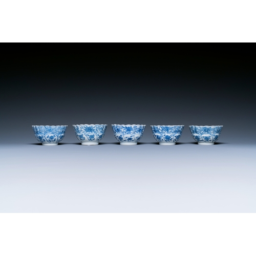 300 - Ten Chinese blue and white cups and saucers, KangxiDescription:Dia.: 13 cm (the saucers)Dia.: 8,5 cm... 