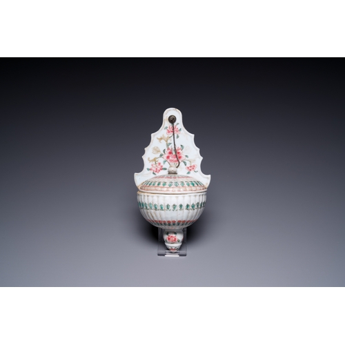 201 - A rare Chinese famille rose holy water stoup and cover, QianlongDescription:H.: 21 cm Provenance:An ... 