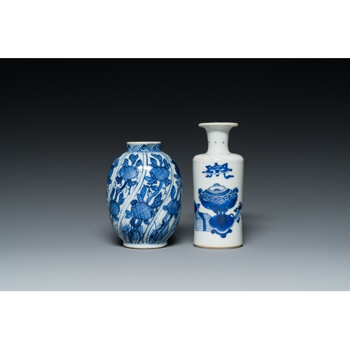 305 - Two small Chinese blue and white vases, KangxiDescription:H.: 11 cm (the tallest vase)Condition repo... 