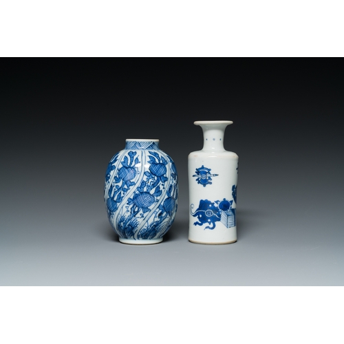 305 - Two small Chinese blue and white vases, KangxiDescription:H.: 11 cm (the tallest vase)Condition repo... 