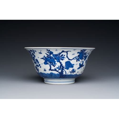 315 - A Chinese blue and white bowl with floral 'four seasons' decoration, Chenghua mark, KangxiDescriptio... 