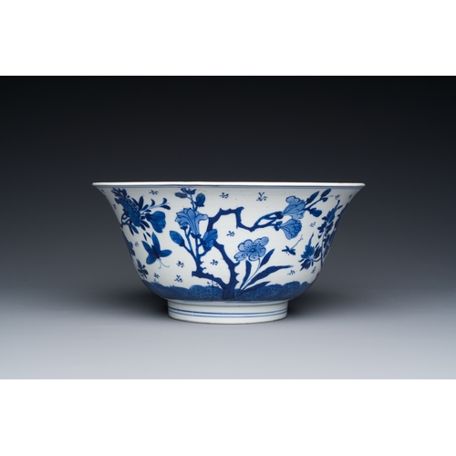 315 - A Chinese blue and white bowl with floral 'four seasons' decoration, Chenghua mark, KangxiDescriptio... 