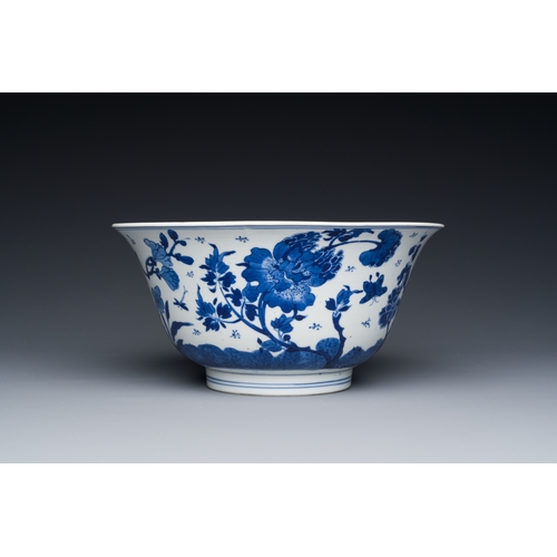 315 - A Chinese blue and white bowl with floral 'four seasons' decoration, Chenghua mark, KangxiDescriptio... 