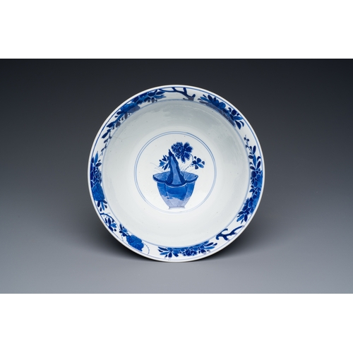 315 - A Chinese blue and white bowl with floral 'four seasons' decoration, Chenghua mark, KangxiDescriptio... 