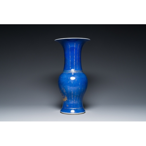 316 - A Chinese gilt-decorated powder-blue 'yenyen' vase, KangxiDescription:H.: 46 cmCondition reports:Ple... 