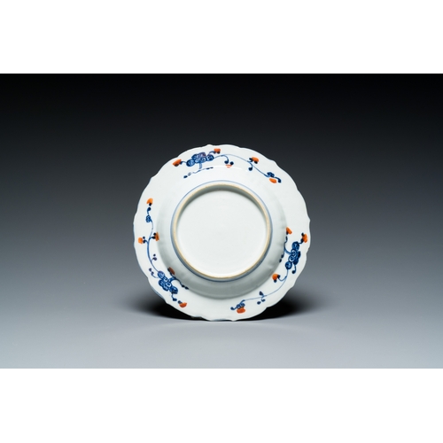 328 - A Chinese clobbered blue and white ewer, a plate and a verte biscuit teapot, KangxiDescription:Dia.:... 