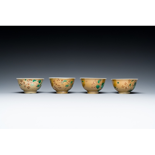 346 - Four Chinese famille verte cups and saucers, KangxiDescription:Dia.: 13,5 cm (the saucers)Dia.: 8,5 ... 