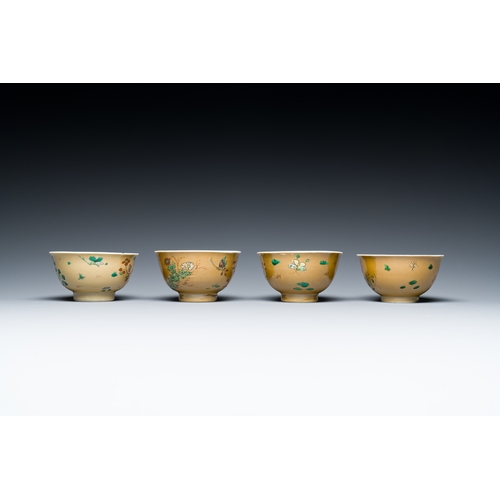 346 - Four Chinese famille verte cups and saucers, KangxiDescription:Dia.: 13,5 cm (the saucers)Dia.: 8,5 ... 