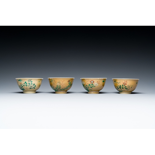 346 - Four Chinese famille verte cups and saucers, KangxiDescription:Dia.: 13,5 cm (the saucers)Dia.: 8,5 ... 