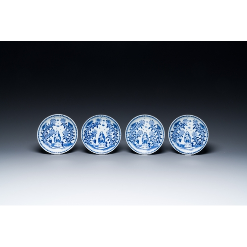 351 - Nine Chinese blue and white 'Madonna and Child' saucers and two cups, KangxiDescription:Dia.: 14 cm ... 