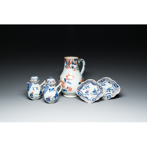 355 - A large Chinese verte-Imari jug and two pairs of covered jugs on stands, Kangxi/QianlongDescription:... 