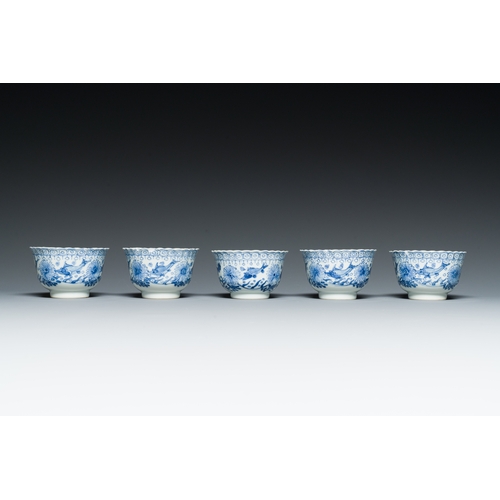 363 - Ten Chinese blue, white, famille rose and Dutch-decorated cups and nine saucers, Kangxi and laterDes... 