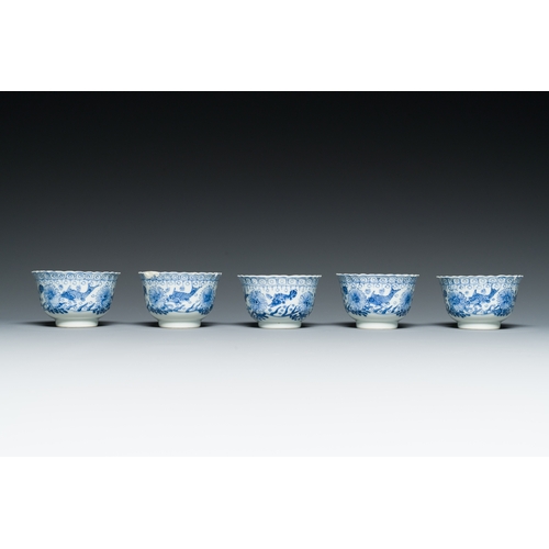 363 - Ten Chinese blue, white, famille rose and Dutch-decorated cups and nine saucers, Kangxi and laterDes... 