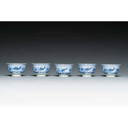 363 - Ten Chinese blue, white, famille rose and Dutch-decorated cups and nine saucers, Kangxi and laterDes... 