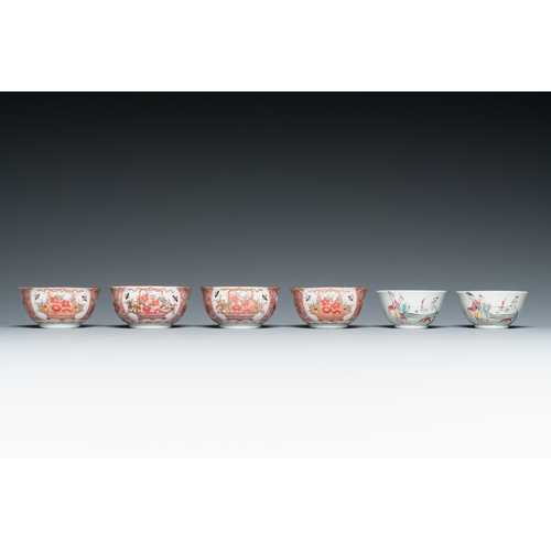 363 - Ten Chinese blue, white, famille rose and Dutch-decorated cups and nine saucers, Kangxi and laterDes... 