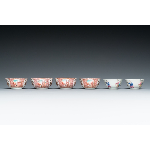 363 - Ten Chinese blue, white, famille rose and Dutch-decorated cups and nine saucers, Kangxi and laterDes... 