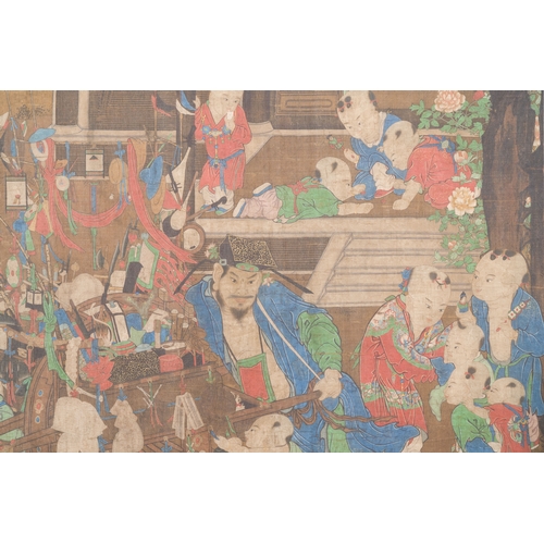 375 - Chinese school, after Su Hanchen (1094-1172): 'The knickknack peddler', ink and colours on silk, 18t... 