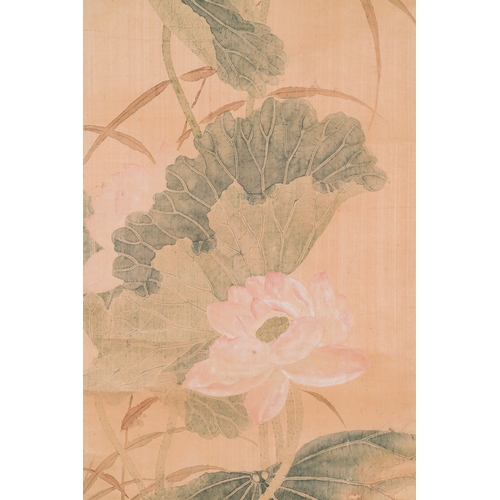 382 - Yu Li æé°( 1862-1922): Three scrolls with rocks and flowers, ink and colours on silk, dated 1906D... 