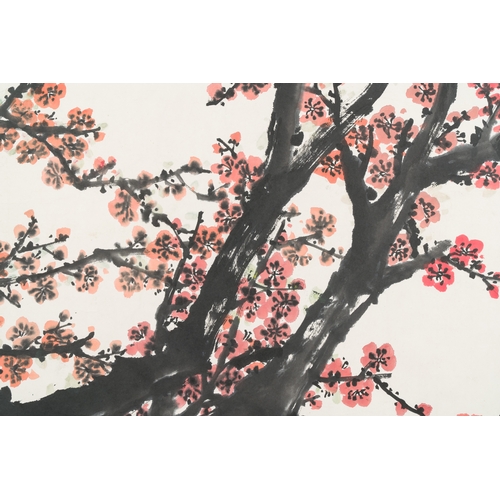 385 - Guan Shanyue éå±±æ (1912-2000): 'Plum blossoms', ink and colours on paper, dated 1992Description... 