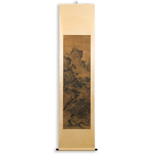 387 - Follower of Zhu Derun æ±å¾·æ½¤ (1294-1365): 'Mountainous landscape', ink on silk, dated 1364Descrip... 