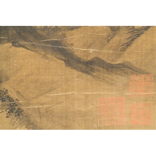 387 - Follower of Zhu Derun æ±å¾·æ½¤ (1294-1365): 'Mountainous landscape', ink on silk, dated 1364Descrip... 