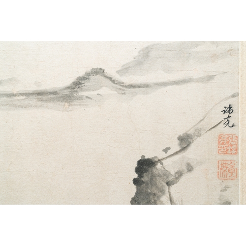 390 - Zhang Duanliang å¼µç«¯äº® (1645-1742): 'Landscape with calligraphy', ink on paperDescription:Dim.: 4... 