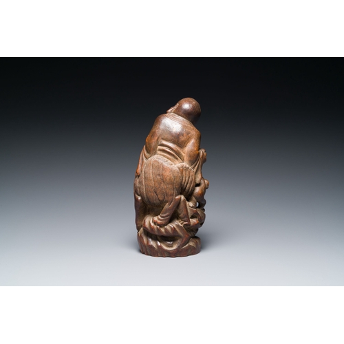 413 - A Chinese bamboo sculpture of Buddha, 18/19th C.Description:H.: 26,5 cmCondition reports:Please cont... 