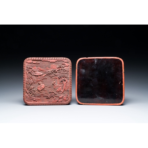 423 - A Chinese red cinnabar lacquer box and cover, 17/18th C.Description:L.: 17,5 cm - H.: 8 cmCondition ... 