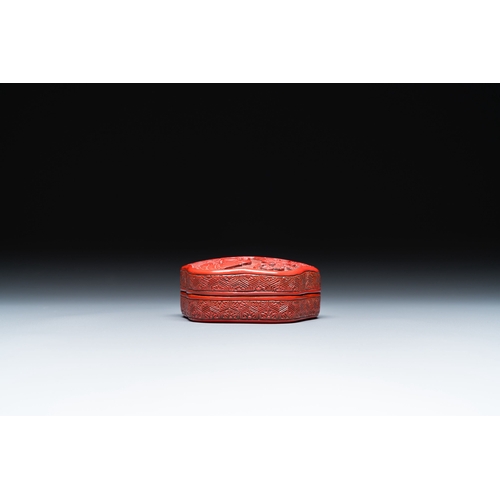 426 - A fine Chinese red cinnabar lacquer box and cover and a saucer, 18/19th C. and RepublicDescription:L... 