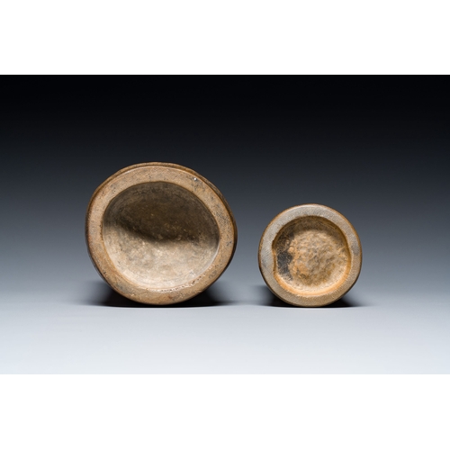 429 - Two Chinese bamboo brush pots, 'bitong', signed Gu Heng é¡§æ and Lu Cheng åå, one dated 1876De... 