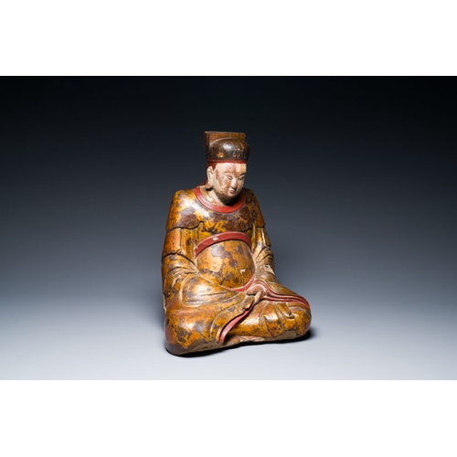 433 - A Chinese or Vietnamese lacquered and gilt wood sculpture of Buddha, 16/17th C.Description:H.: 47,5 ... 