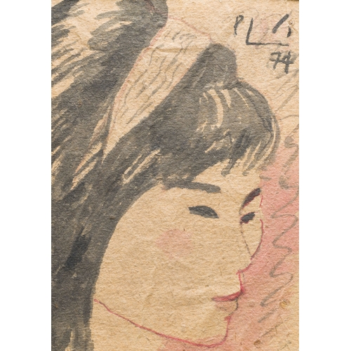 437 - Bui Xuan Phai (1920-1988): 'RÃªverie', ink on paper, dated 1976 and 'Portrait of Van Duong Thanh', m... 