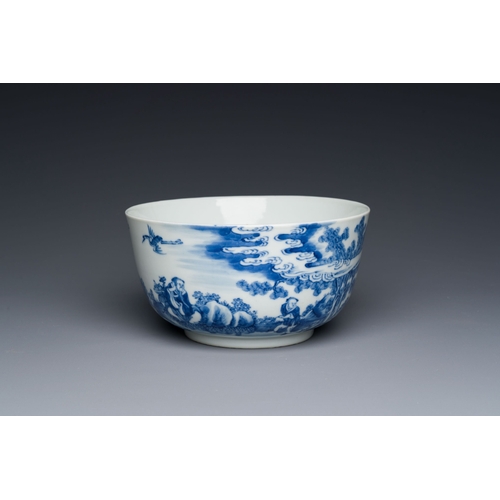 448 - A Chinese blue and white 'Bleu de Hue' bowl for the Vietnamese market, Nhuoc Tham Tran Tang mark for... 