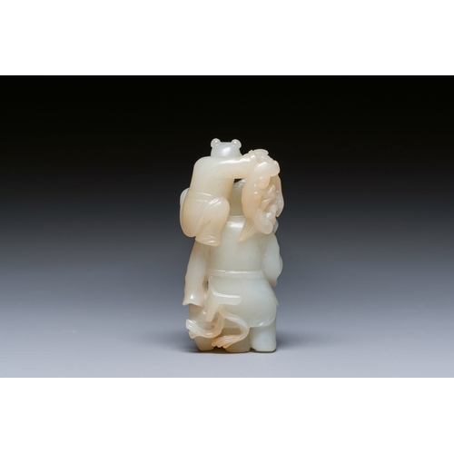 495 - A Chinese white and russet jade sculpture of two boys, QingDescription:H.: 7 cmCondition reports:Ple... 