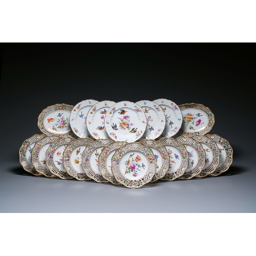 1028 - Nineteen polychrome Dresden porcelain plates and dishes, Meyers & Sohn, Germany, 19th C.Description:... 