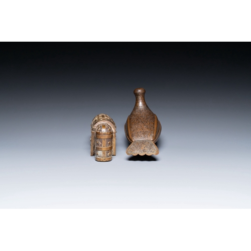 1115 - A varied collection of Islamic copper and tin utensils, 19/20th C.Description:H.: 37,5 cm - L.: 21 c... 