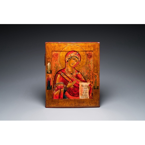 1117 - A Russian 'Mother of God' icon from a Deisis-tryptich, 18/19th C.Description:Dim.: 44,5 x 38 cmCondi... 