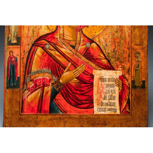 1117 - A Russian 'Mother of God' icon from a Deisis-tryptich, 18/19th C.Description:Dim.: 44,5 x 38 cmCondi... 