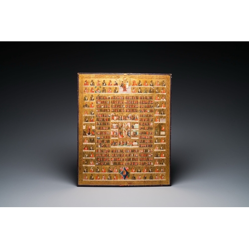 1119 - A large Russian 'Feasts' icon, 19th C.Description:Dim.: 54 x 45,5 cmCondition reports:Please contact... 