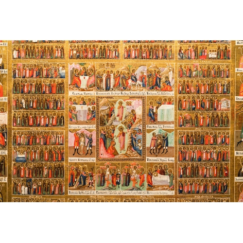 1119 - A large Russian 'Feasts' icon, 19th C.Description:Dim.: 54 x 45,5 cmCondition reports:Please contact... 