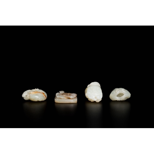 501 - Four Chinese white and celadon jade carvings, Qing/RepublicDescription:Dim.: 7 x 3 x 2,5 cm (the tal... 