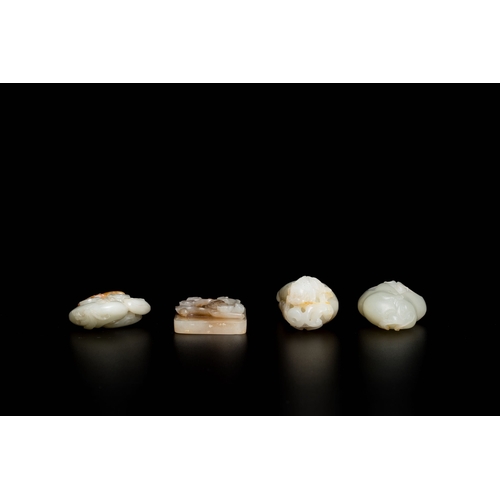 501 - Four Chinese white and celadon jade carvings, Qing/RepublicDescription:Dim.: 7 x 3 x 2,5 cm (the tal... 