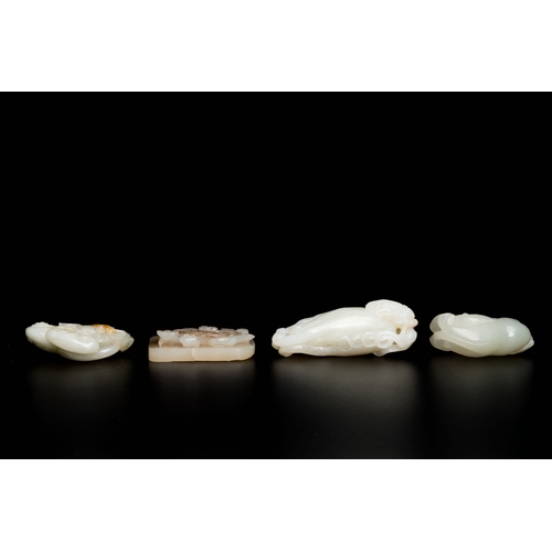 501 - Four Chinese white and celadon jade carvings, Qing/RepublicDescription:Dim.: 7 x 3 x 2,5 cm (the tal... 