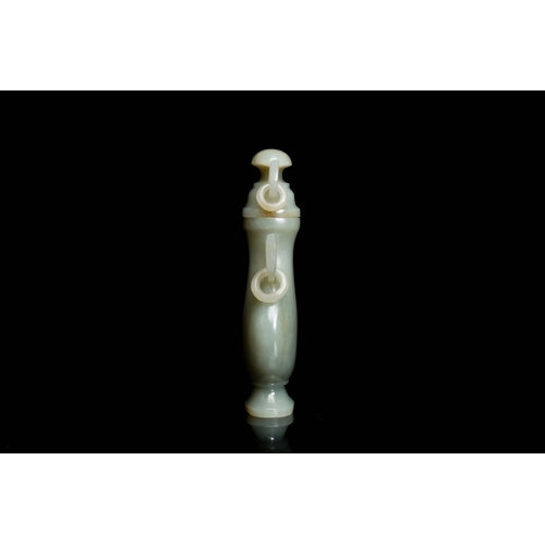 503 - A Chinese celadon jade vase and cover, 19/20th C.Description:H.: 10,5 cm Provenance:- The collection... 