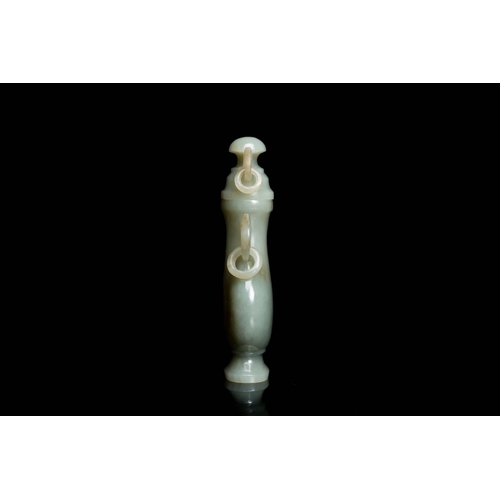 503 - A Chinese celadon jade vase and cover, 19/20th C.Description:H.: 10,5 cm Provenance:- The collection... 