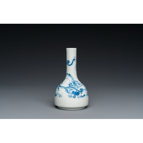 552 - A Chinese blue and white 'dragon' bottle vase, Yongzheng mark, probably RepublicDescription:H.: 11 c... 